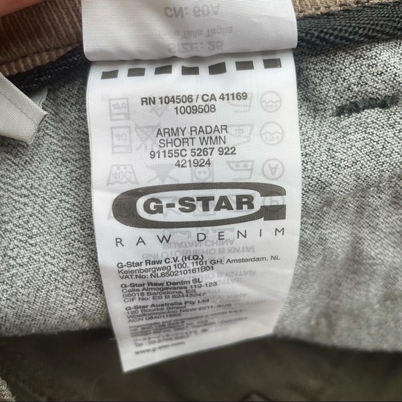 G-STAR ARMY  GREEN SHORTS - 25 - Picture 15 of 16